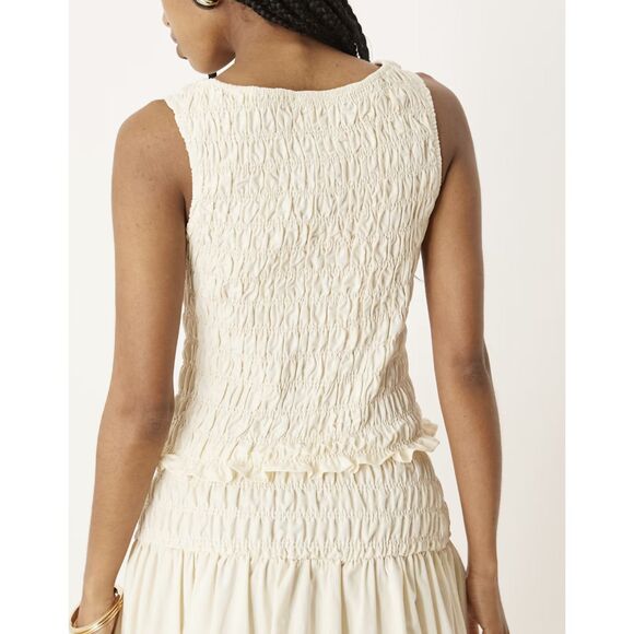 ASOS DESIGN shirred sleeveless tank in ivory medium - Picture 4 of 4